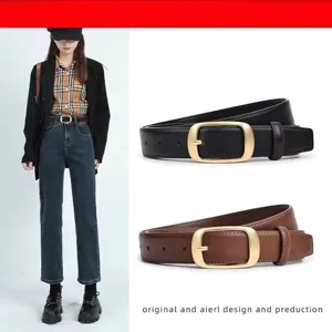 Women's Casual Minimalist PU Leather Belt Fashion Versatile Solid Color Pin Buckle Strap Dress Jeans Belt