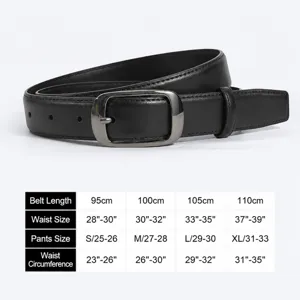 Women genuine leather belt minimalist pin buckle casual black waist belt for jeans 95-110cm