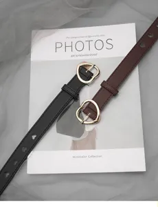 Women heart buckle leather belt minimalist fashion waist belt detail stylish design