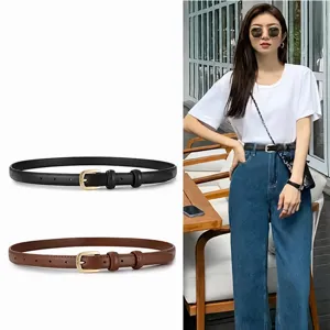 Women Minimalist Faux Leather Belt Fashionable Versatile Waist Strap With Alloy Pin Buckle For Jeans Dress Daily Wear