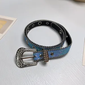 Damen Strassgürtel PU-Leder Pailletten Funkelnde Kristall Schnalle Taillengürtel Mode Casual Jeans Kleid Gürtel Zubehör