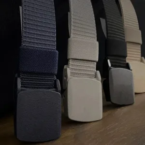Tactical belt with heavy duty buckle for men, adjustable nylon canvas waist strap daily wear