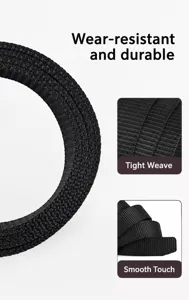 Zwarte canvas geweven tactische riem voor heren, duurzaam en slijtvast dagelijks accessoire.
