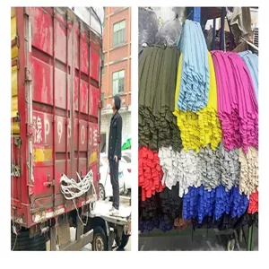 Canvas belt detail showing colorful elastic woven trouser straps in various factory color options.