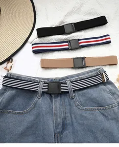 Cinturón elástico casual de lona para hombre y mujer cinturón trenzado elástico con hebilla