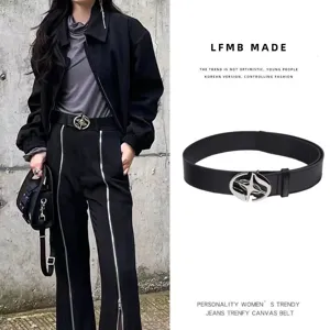 Retro Black Faux Leather Belt For Men Women Minimalist Cool Metal Buckle Casual Pants Belt Fashion Daily Accessories