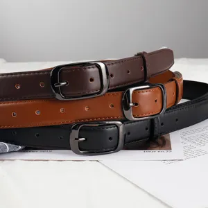 Women's minimalist casual leather belt set for jeans fashion dress daily wear style new