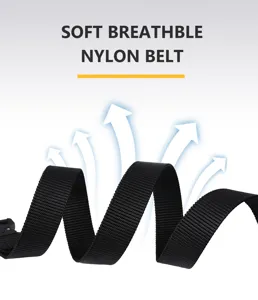 Langlebiger schwarzer Nylon-Taktikgürtel mit Schnalle, weich, atmungsaktiv und verstellbar.