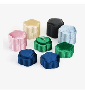 Samt Blumen Ringbox mehrere Farben Hochzeit Antrag Schmuck Verpackung Präsenter Box