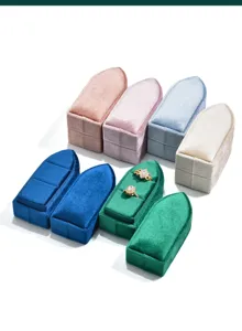 Velvet Wedding Ring Box Bullet Style Mini Jewelry Gift Box Display Storage Case for Proposal