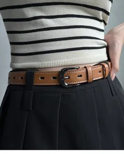 Mujer retro ancho cinturón de cuero pantalón casual elegante decoración accesorio