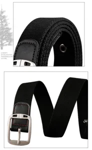 Men canvas belt casual fashion metal buckle durable trousers belt versatile black design