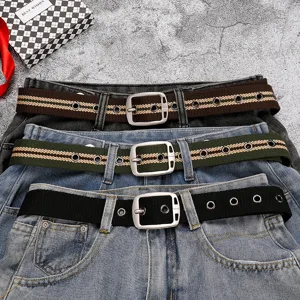 Men's canvas belt casual fashion metal pin buckle jeans decorative belt durable trousers strap