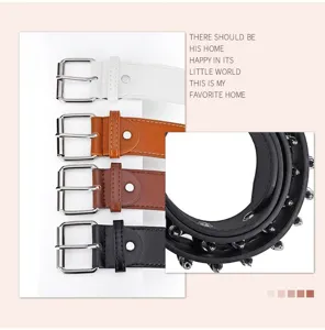 Punk style PU leather belt with metal rivets and pin buckle for men and women trendy denim.