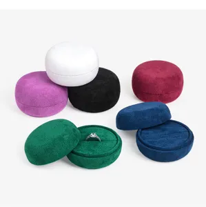 Runde Samt Ringbox Schmuckaufbewahrung Organizer tragbare Antragsgeschenkbox farbige Anzeige