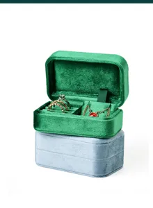 Tragbarer Samt Schmuckkasten Reise Organizer fur Ringe Ohrringe Ketten Detailansicht