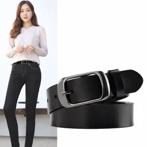 Cintura Casual Minimalista in Pelle Sintetica da Donna con Fibbia ad Ardiglione in Lega Tinta Unita Cintura da Moda Quotidiana