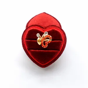 Heart-Shaped Velvet Ring Box Single Double Slot Jewelry Storage Case Proposal Wedding Ring Box For Engagement Party Gift