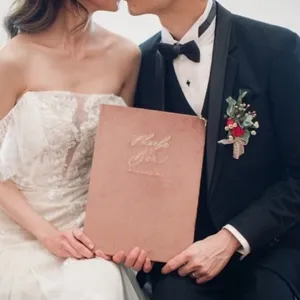 Elegant Velvet Wedding Vow Book Custom Vows Folder Ceremony Speech Card Holder Prop