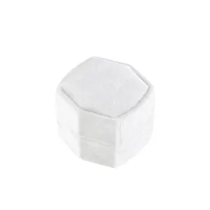 Scatola per anelli esagonale in velluto bianco custodia portaoggetti per gioielli minimal