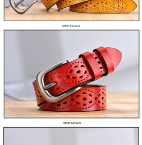 Damen Mode Lochleder Gürtel, stilvolles gestanztes Design, vielseitiges Taillenzubehör.
