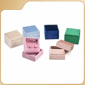 Minimalistisch Samt Quadratisch Ring Aufbewahrungsbox Tragbar Schmuck Organizer Samt Ring Ohrringe Halskette Verpackungsbox Für Damen