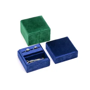 Samt quadratische Schmuckschatulle Ring Aufbewahrungsbox für Ohrringe Halsketten Geschenk