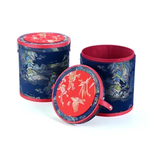 Juego de cajas de almacenamiento de joyas redondas de estilo tradicional chino.