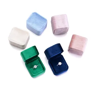 Velvet ring boxes engagement wedding ring jewelry storage cases set multi-color style