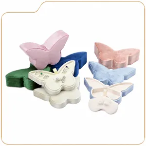 Creative Butterfly Shaped Velvet Jewelry Box Ring Necklace Storage Organizer
