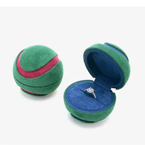 Kugelförmige Samt Ring Schatulle für Antrag, tragbare bunte Ring Aufbewahrungsbox.