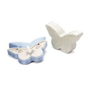 Butterfly velvet jewelry box for rings and necklaces, soft storage organizer display.