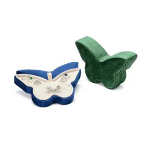 Butterfly Velvet Jewelry Box Ring Necklace Storage Organizer Gift Case Display Stand