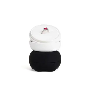 Boîte à bague en velours portable haut de gamme, mini écrin de fiançailles bicolore.