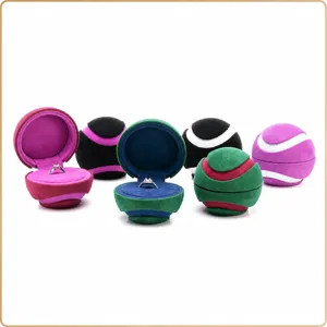 Tragbare Kugelförmige Samt Ringbox Farbblock Antrag Ring Aufbewahrung Etui Schmuck Organizer Ring Display Box