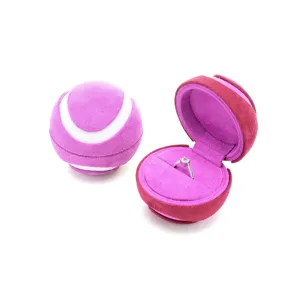 Rosa Samt Tennisball Ringbox tragbare Verlobungsring Aufbewahrungsbox fuer Antrag Hauptbild