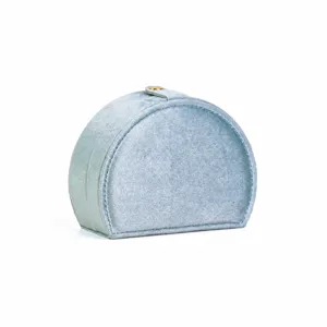 Portable velvet jewelry box organizer for rings earrings and necklaces travel storage case.
