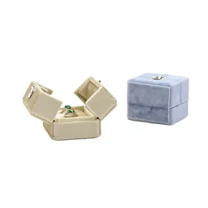 Samt doppelte Ring Schachtel, elegante Hochzeit Antrag Schmuck Aufbewahrung Box.