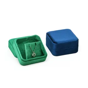 Caja de joyería de terciopelo de lujo cuadrada collar almacenamiento estuche set.