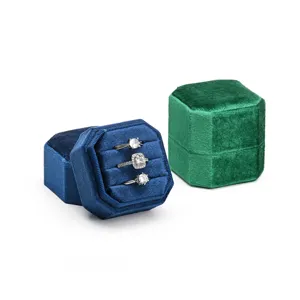 Velvet octagonal ring box portable mini jewelry storage box set for wedding display storage