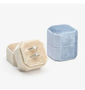 Velvet ring box hexagonal jewelry storage box elegant display box for engagement and wedding rings