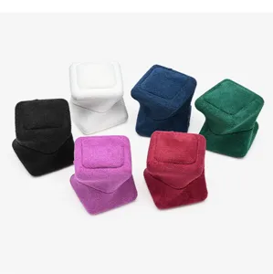 Mini velvet ring box portable jewelry gift storage case showcasing multiple colors