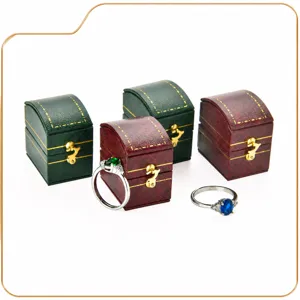 Retro Mini Jewelry Storage Box Portable Treasure Chest Ring Box PU Leather Small Ring Storage Box For Proposal Jewelry