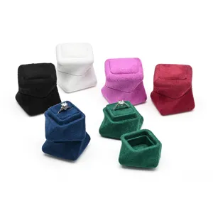 Mini velvet ring box portable travel jewelry gift packaging container for storage display