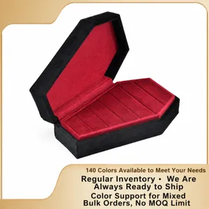 Velvet Coffin Ring Box Gothic Black Jewelry Storage Case Holder for Rings and Studs