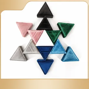 Boîte à Bagues en Velours Triangle Support de Rangement pour Bague Simple Double Présentoir à Bijoux Portable Boîte Cadeau Pour Mariage