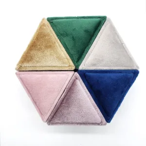 Boîte à bague triangle en velours présentoir de bijoux hexagonal modulaire multicolore