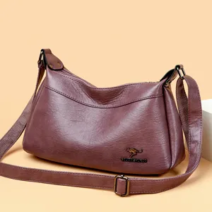 Damen weiche PU Leder Umhängetasche lässige Schultertasche mit mehreren Taschen und Gurt.
