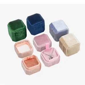 Luxury velvet octagonal jewelry box for rings and necklaces, elegant storage display.