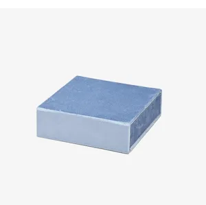 Blue velvet jewelry box, portable square storage case for rings, earrings, and accessories.
